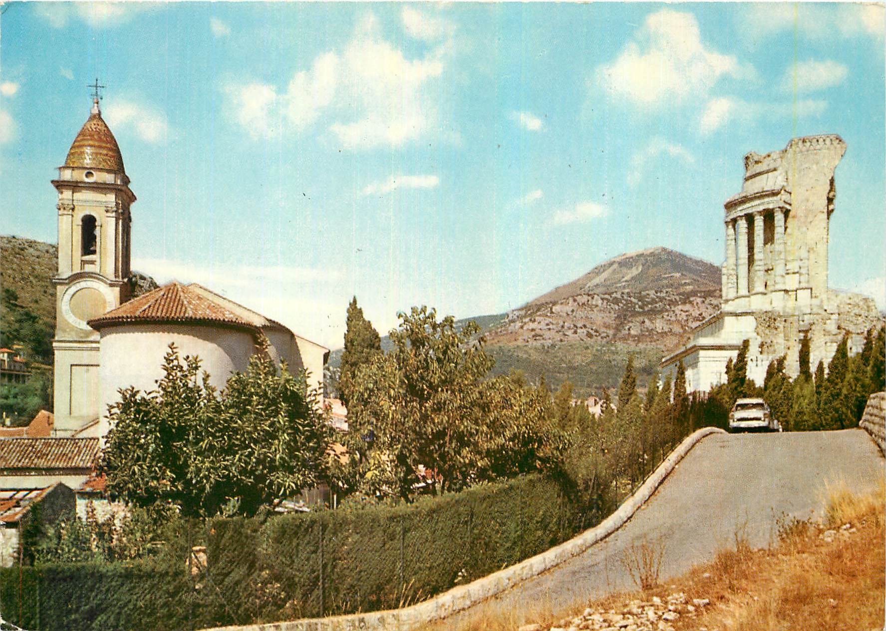 CPM La Tubie Alpes Maritimes Le Trophee des Alpes et l'Eglise 