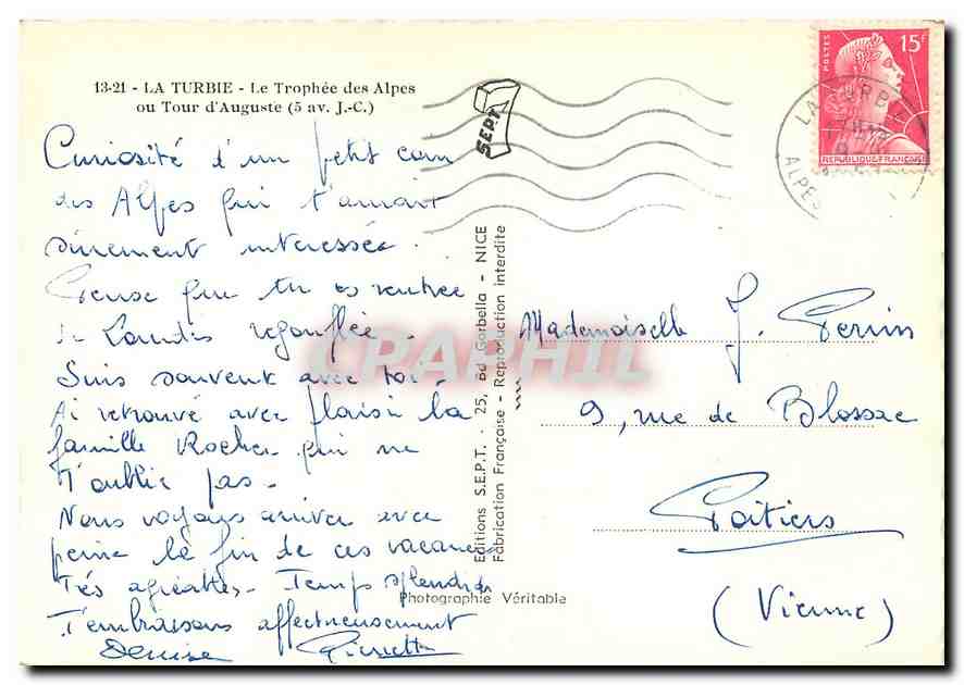 CPM La Turbie Le Trophee des Alpes ou Tour d'Auguste  — Rückseite