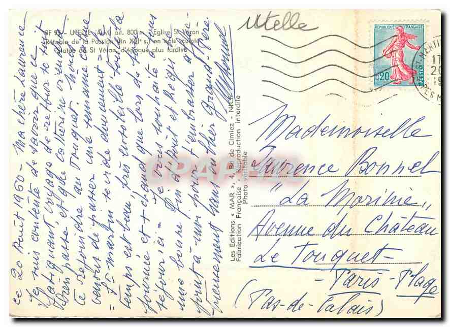 CPM Utelle a M Eglise St Veran  — Rückseite