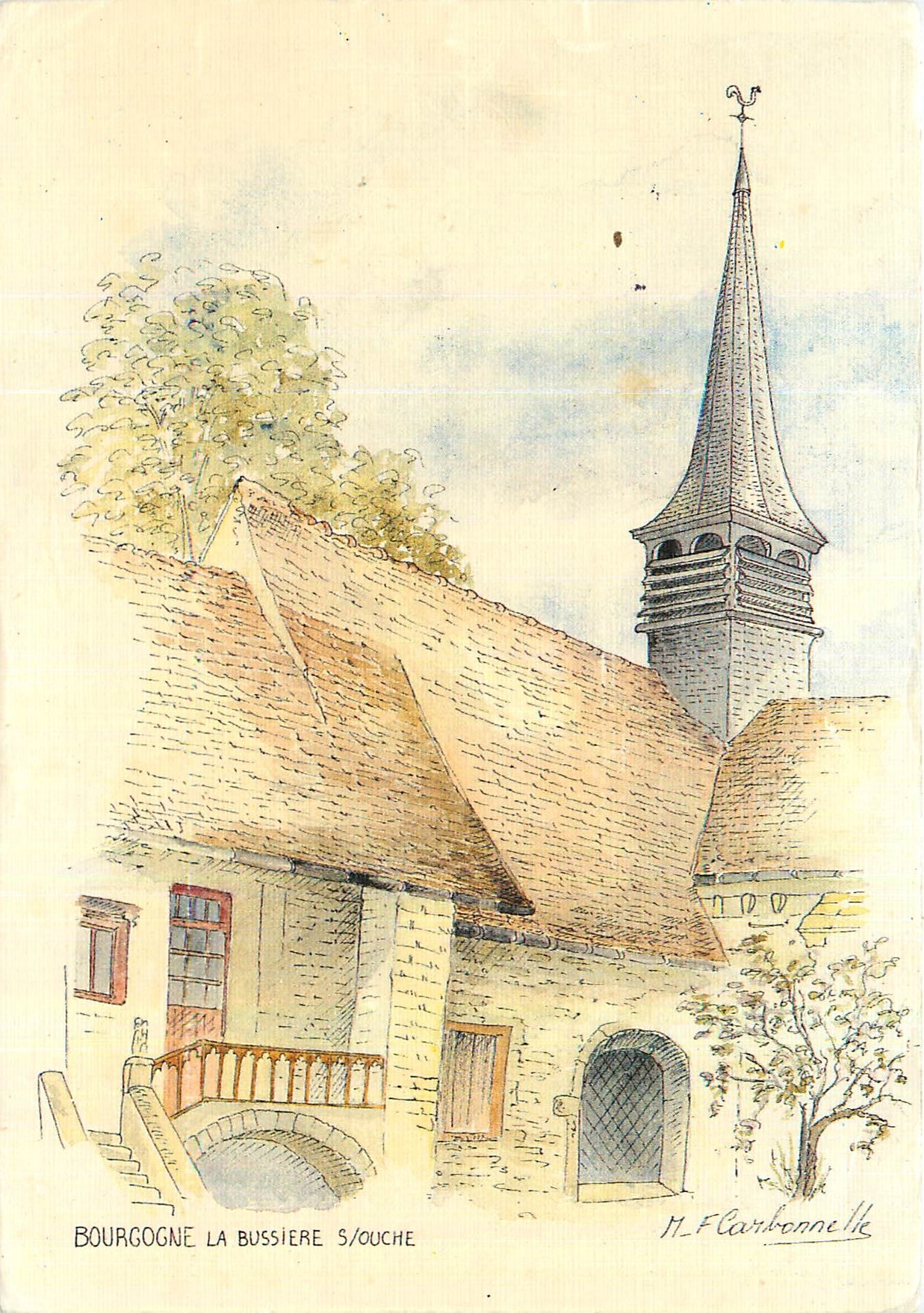 CPM Bourgogne la Bussiere siouche aquarelle originale M F Carbonnelle 