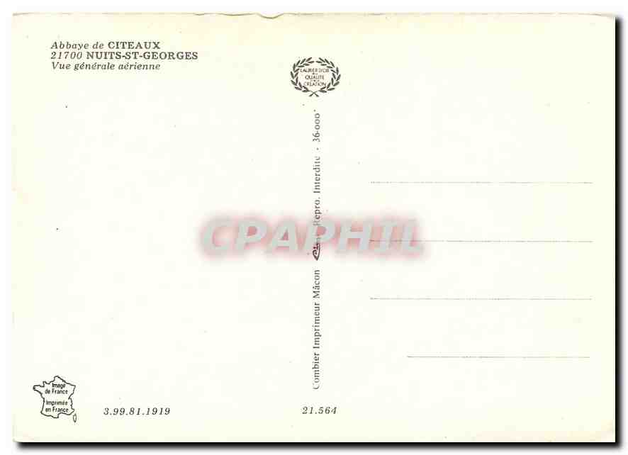 CPM Abbaye de Citeaux Nuits St Georges Vue generale aerienne  — Rückseite