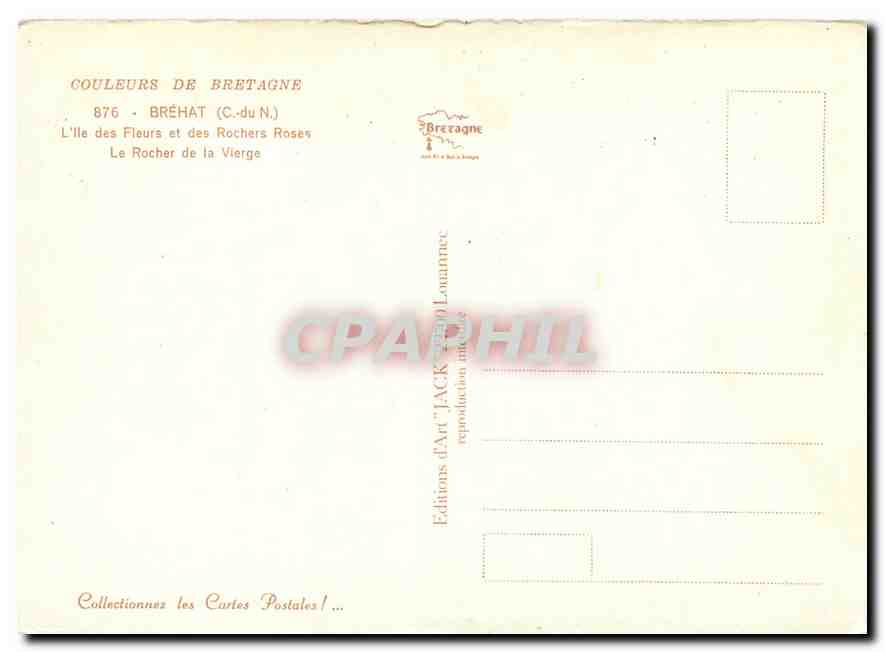 CPM Couleurs de Bretagne Brehat C du N L'Ile des fleurs et des Rochers Rosses Le Rocher de la Vierge — Verso