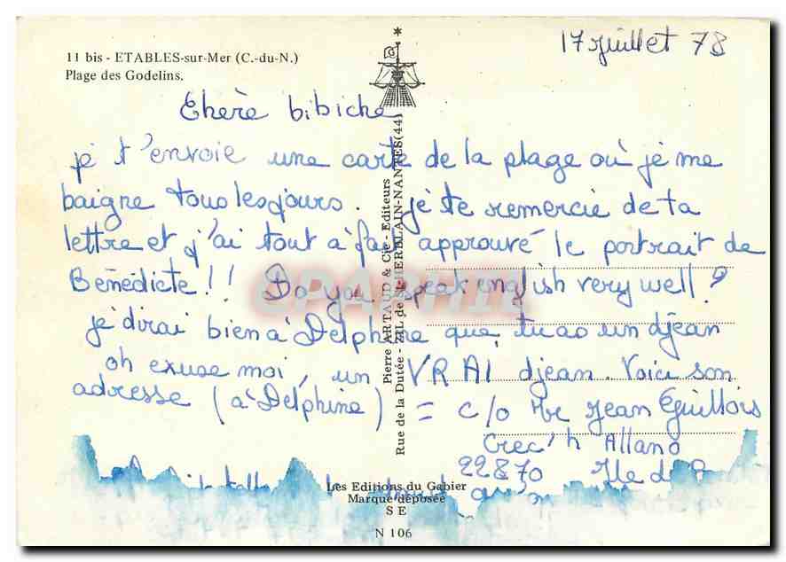 CPM Etables sur Mer C du N Plage des Godelins  — Rückseite
