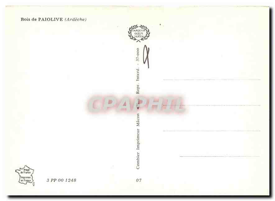 Bois de Paiolive — Ardèche — Drucker Combier, Nr. 3 PP 00 1248 — Rückseite