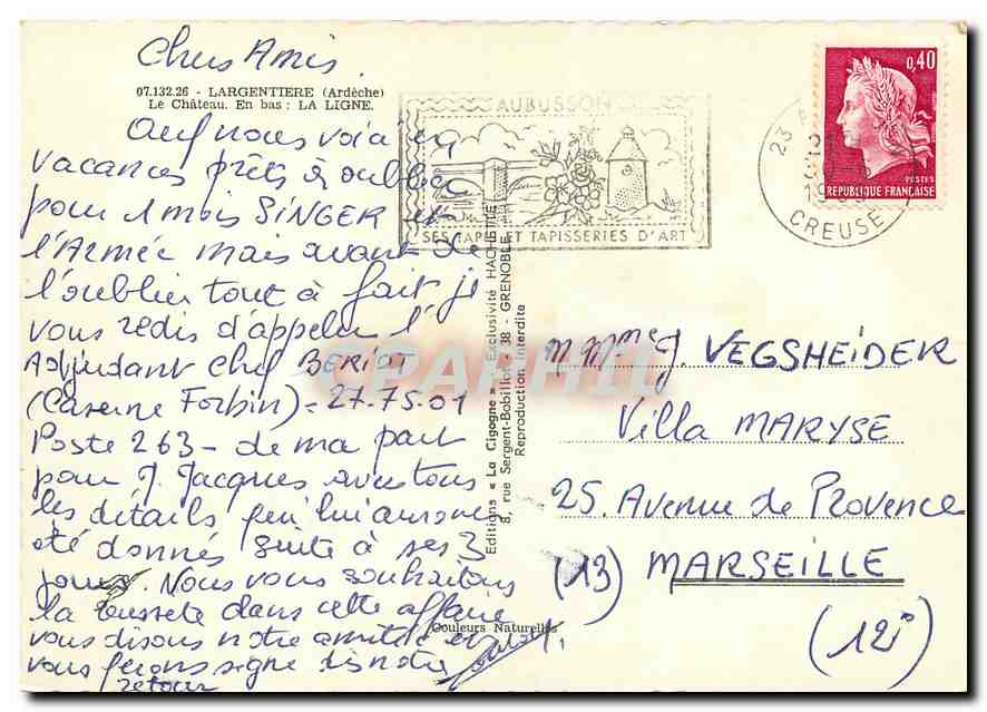 CPM Largentiere Ardeche Le Chateau En bas La Ligne  — Rückseite
