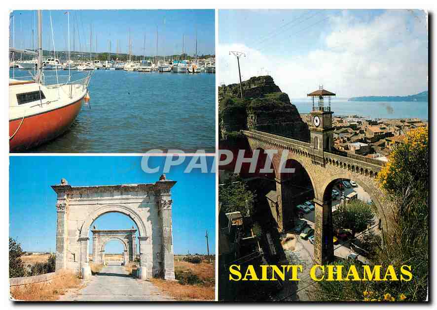 CPM St Chamas Port de Plaisance Pont Flavien Pont de l'Horloge 