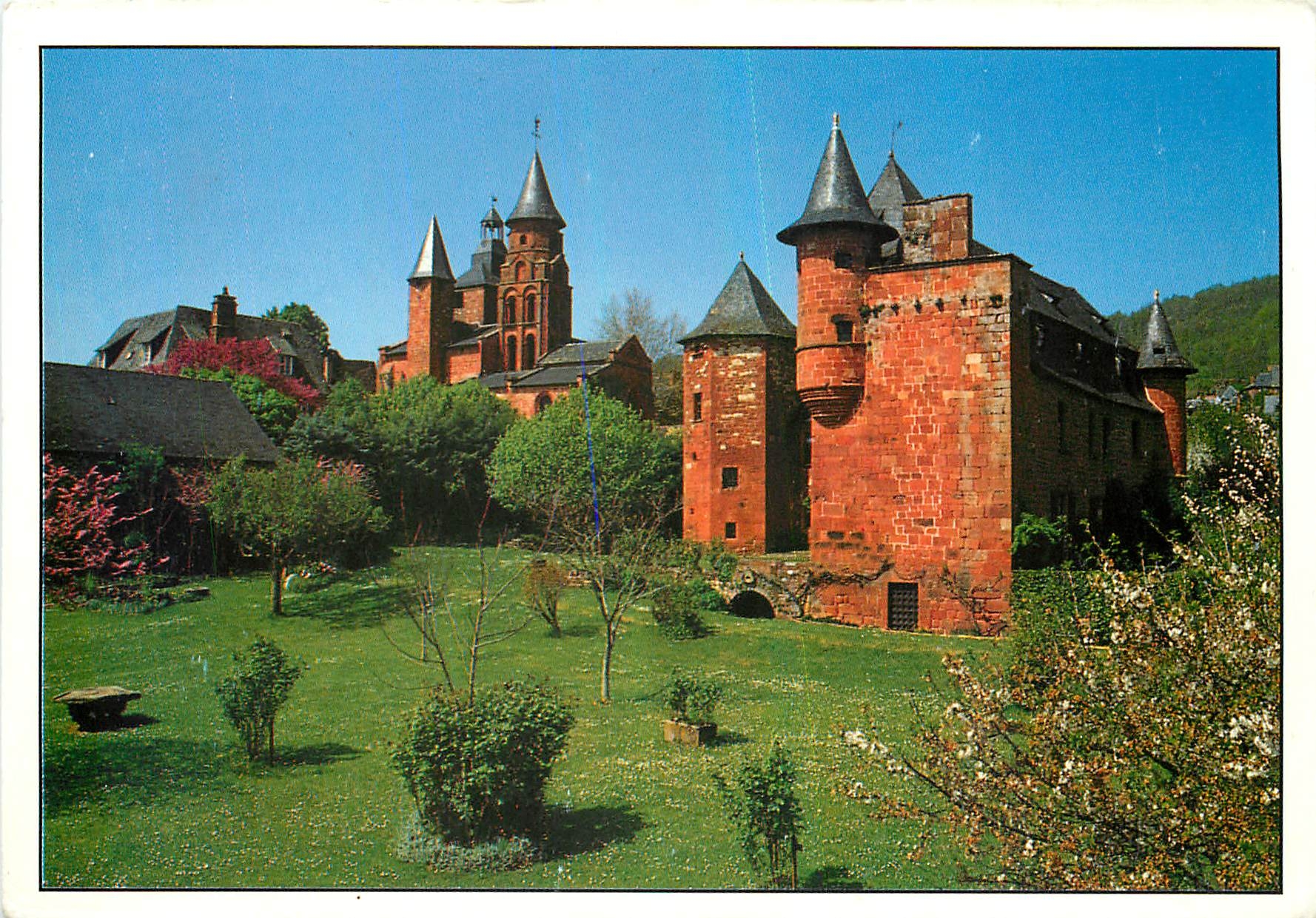 CPM Collonges la Rouge Correze Le clocher de l'eglise et le castel de Vassinhac au printemps 