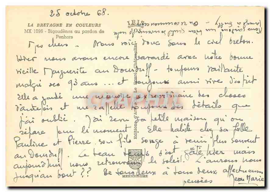 CPM La Bretagne en Couleurs Bigoudenes au pardon de Penhors Folklore — Rückseite