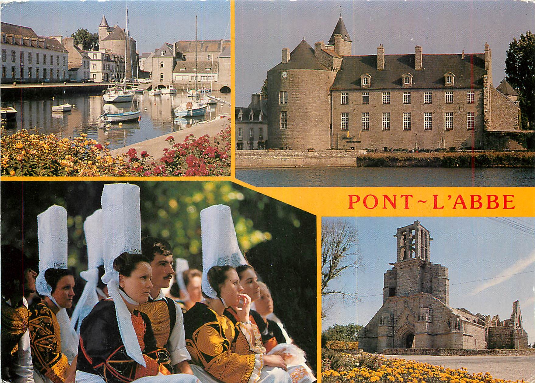CPM La Bretagne Pittoresque Pont L'Abbe Capitale du Pays Bigouden Le Chateau le costume Bigouden L'e