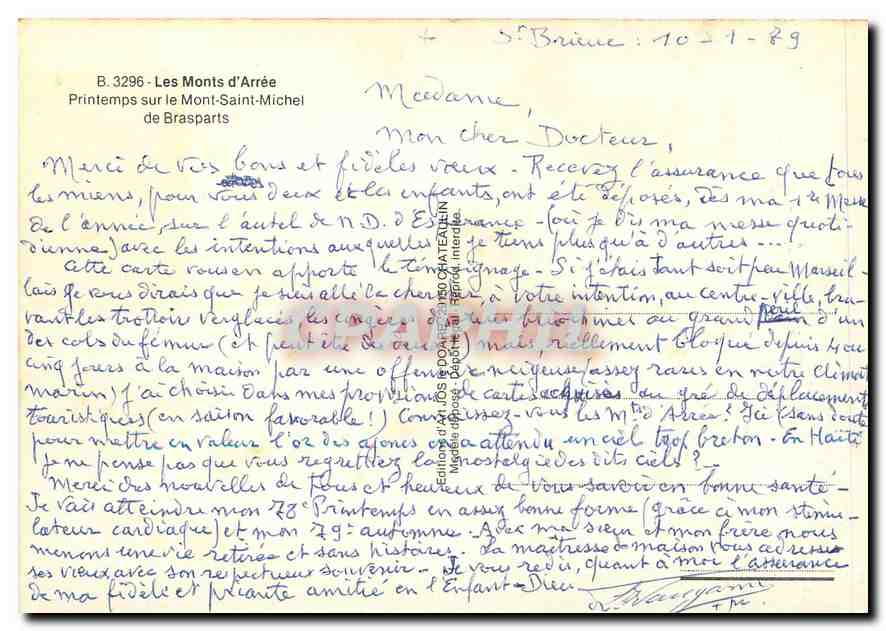 CPM Les Monts d'Arree Printemps sur le Mont Saint Michel de Brasparts  — Verso