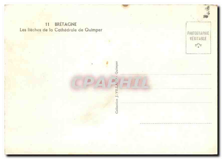 CPM Bretagne Les fleches de la Cathedrale de Quimper  — Rückseite