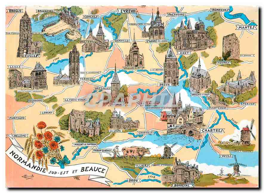 CPM Les Provinces Francaises Normandie Sud Est et Beauce 