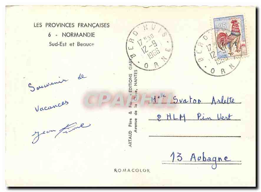 CPM Les Provinces Francaises Normandie Sud Est et Beauce  — Rückseite