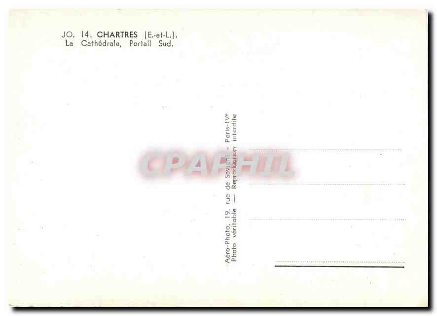 CPM Chartres E et L La Cathedrale Portail Sud  — Rückseite