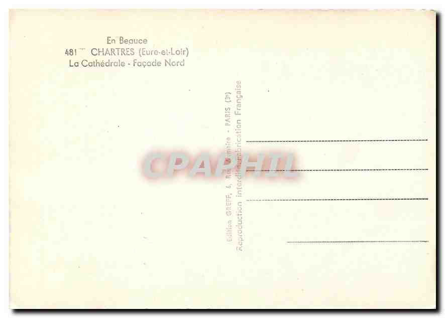 CPM En Beauce Chartres Eure et Loir La Cathedrale Facade Nord  — Verso