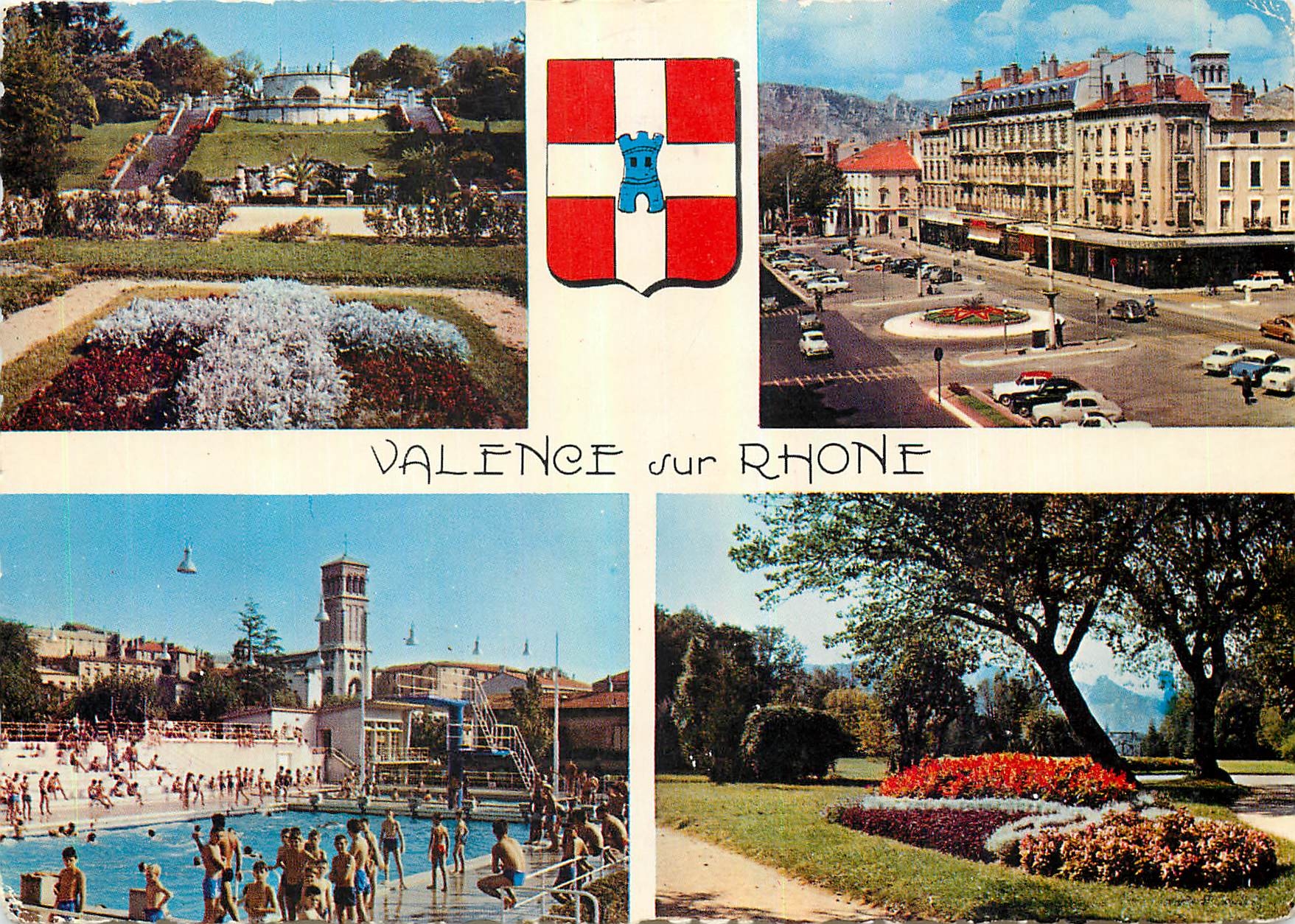 CPM Valence sur Rhone Drome Le Parc Jouvet les Grands Boulevards et la Piscine 