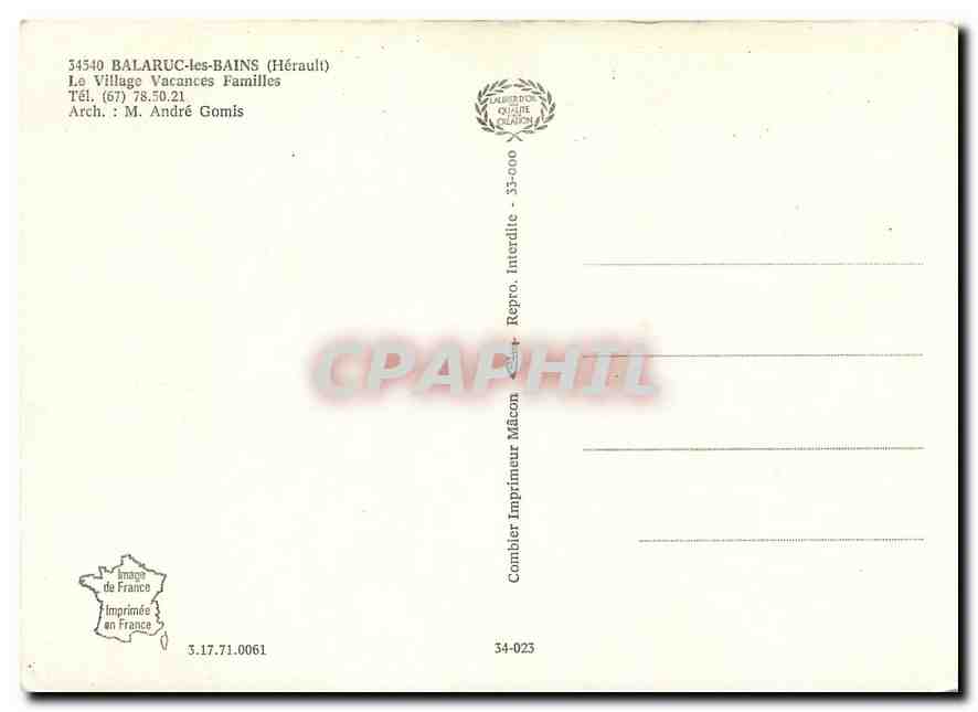 CPM Balaruc les Bains Herault Le Village vacances Familles  — Back