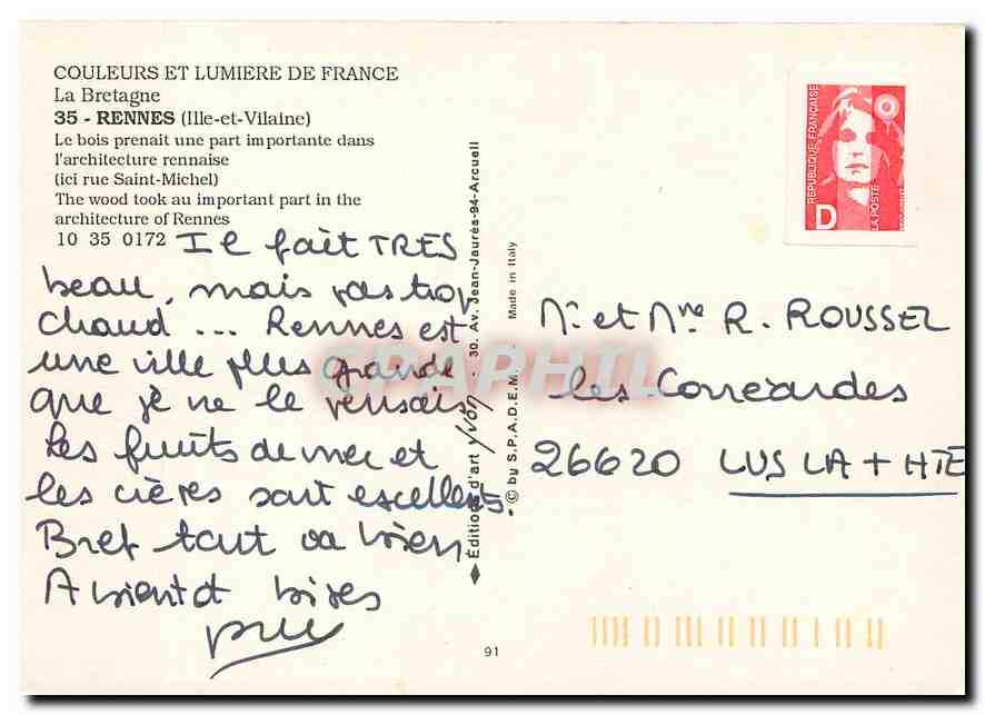 CPM Couleurs et Lumiere de France La Bretagne Rennes Ille et Vilaine le bois prenait une part import — Back