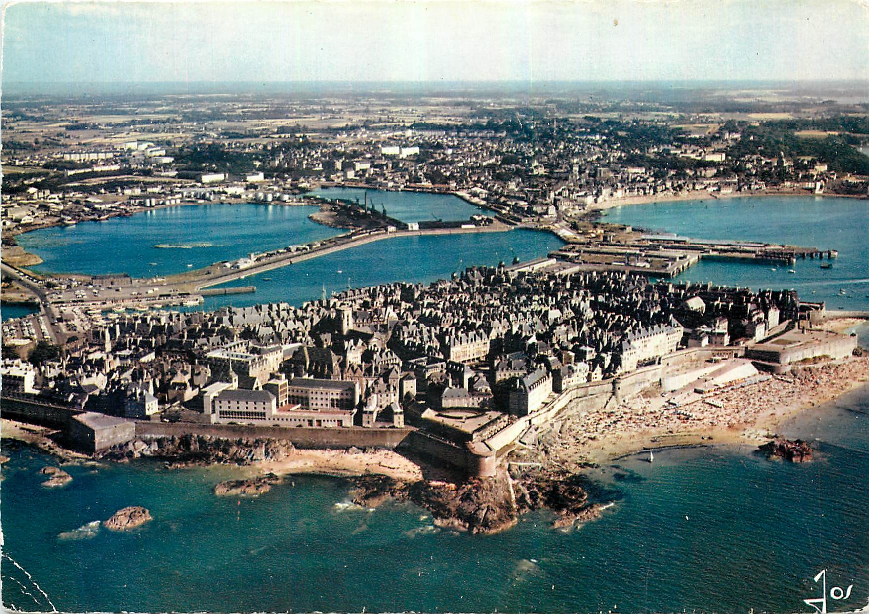 Saint-Malo (I.-et-V.) — Vista generale della città e dei bacini — Edizioni d'Arte JOS