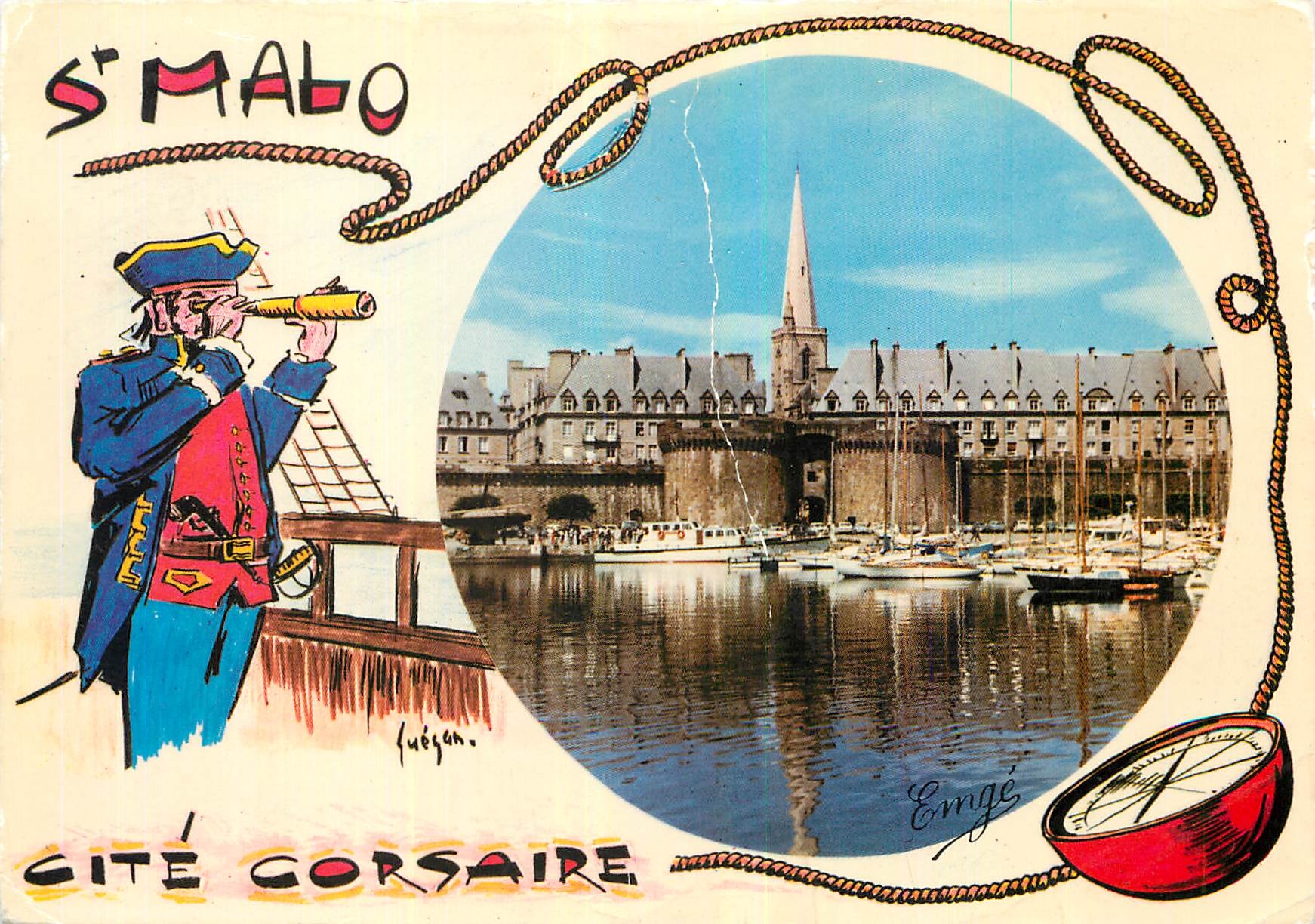 Moderne Ansichtskarte Cote d'Emeraude Saint Malo Cite Corsaire Le Port des Yachts et la Grand'porte