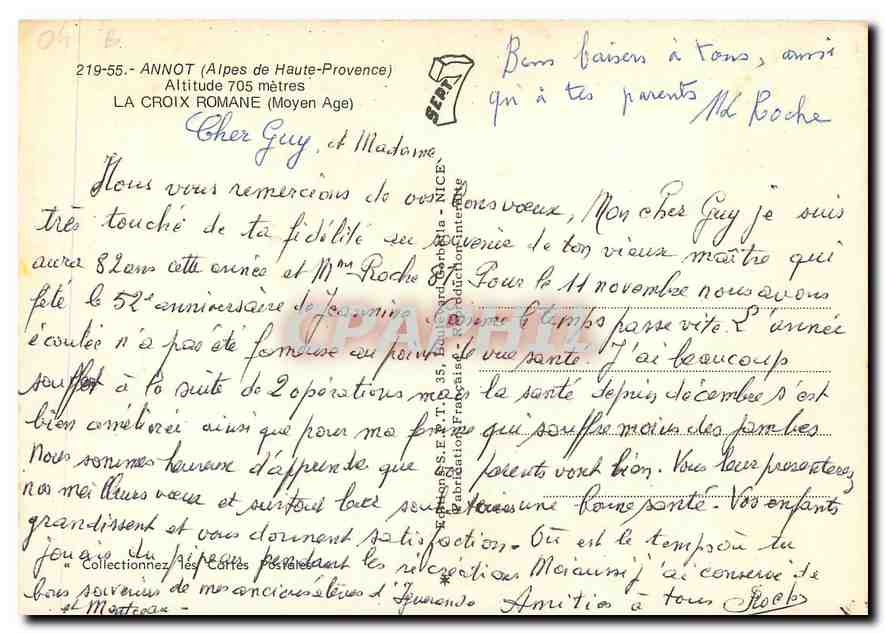 CPM Annot Alpes de Haute Provence La Croix Romane Moyen Age  — Rückseite
