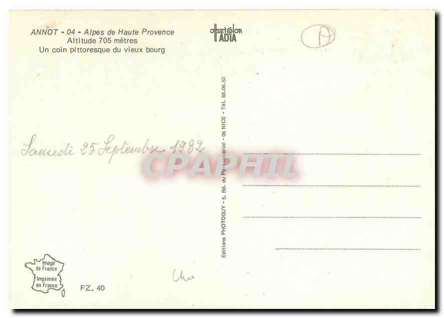 CPM Annot Alpes de Haute Provence Un coin pittoresque du vieux bourg  — Verso