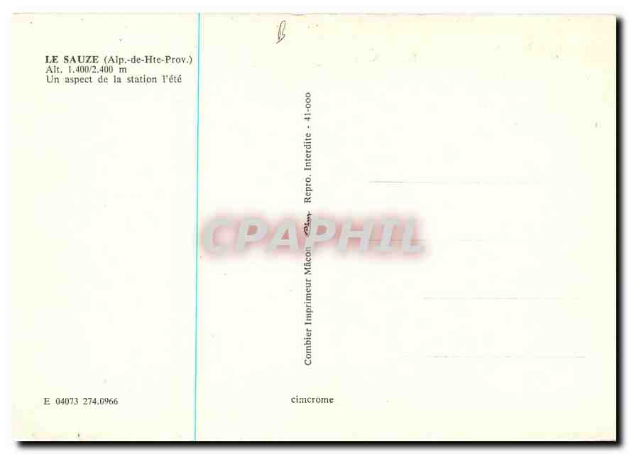 CPM Le Sauze Alp de Hte Prov Un aspect de la station l'ete  — Rückseite