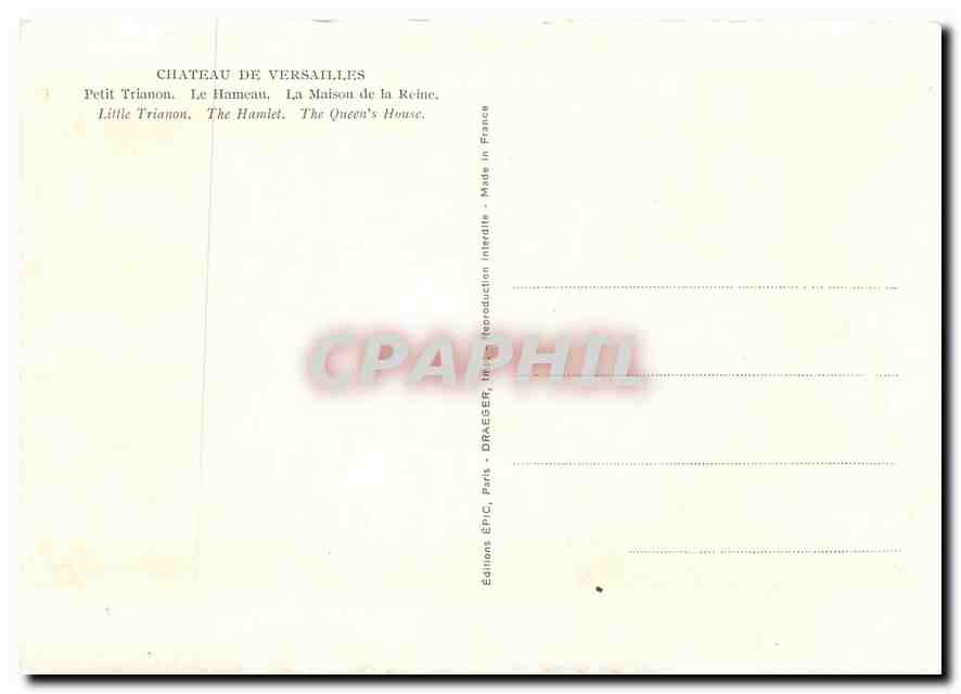 CPM Chateau de Versailles Petit Trianon Le Hameau La Maison de la Reine  — Rückseite