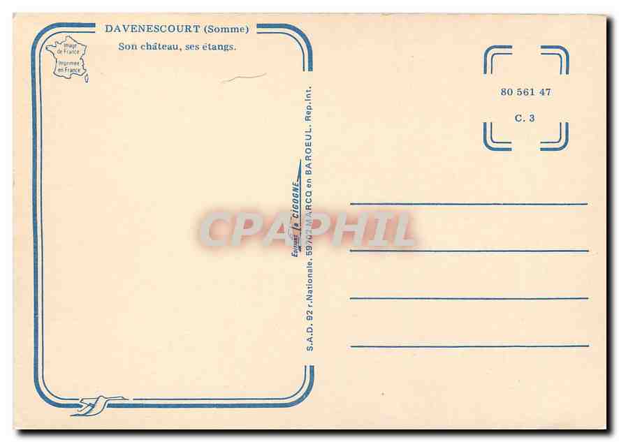 CPM Davenescourt Somme Son chateau ses etangs  — Back