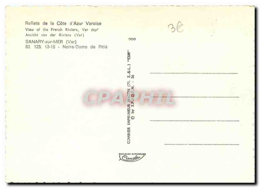 CPM Reflets de la Cote d'Azur Varoise Sanary sur Mer Var Notre Dame de Pitle  — Verso
