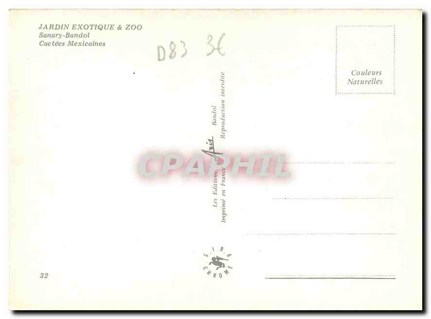 CPM Jardin Exotique & Zoo Sanary Bandol Cactees Mexicaines  — Rückseite