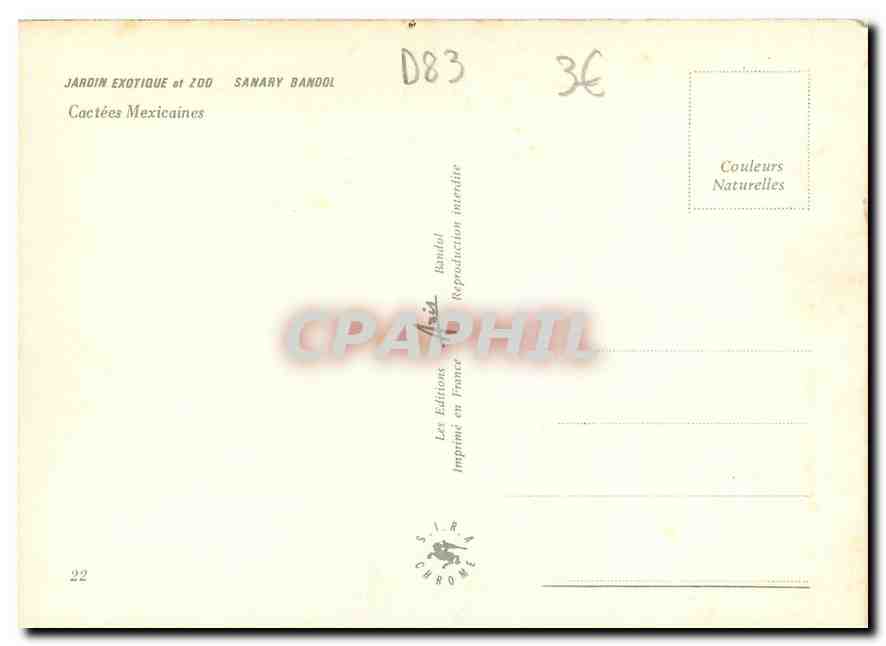 CPM Jardin Exotique & Zoo Sanary Bandol Cactees Mexicaines  — Verso