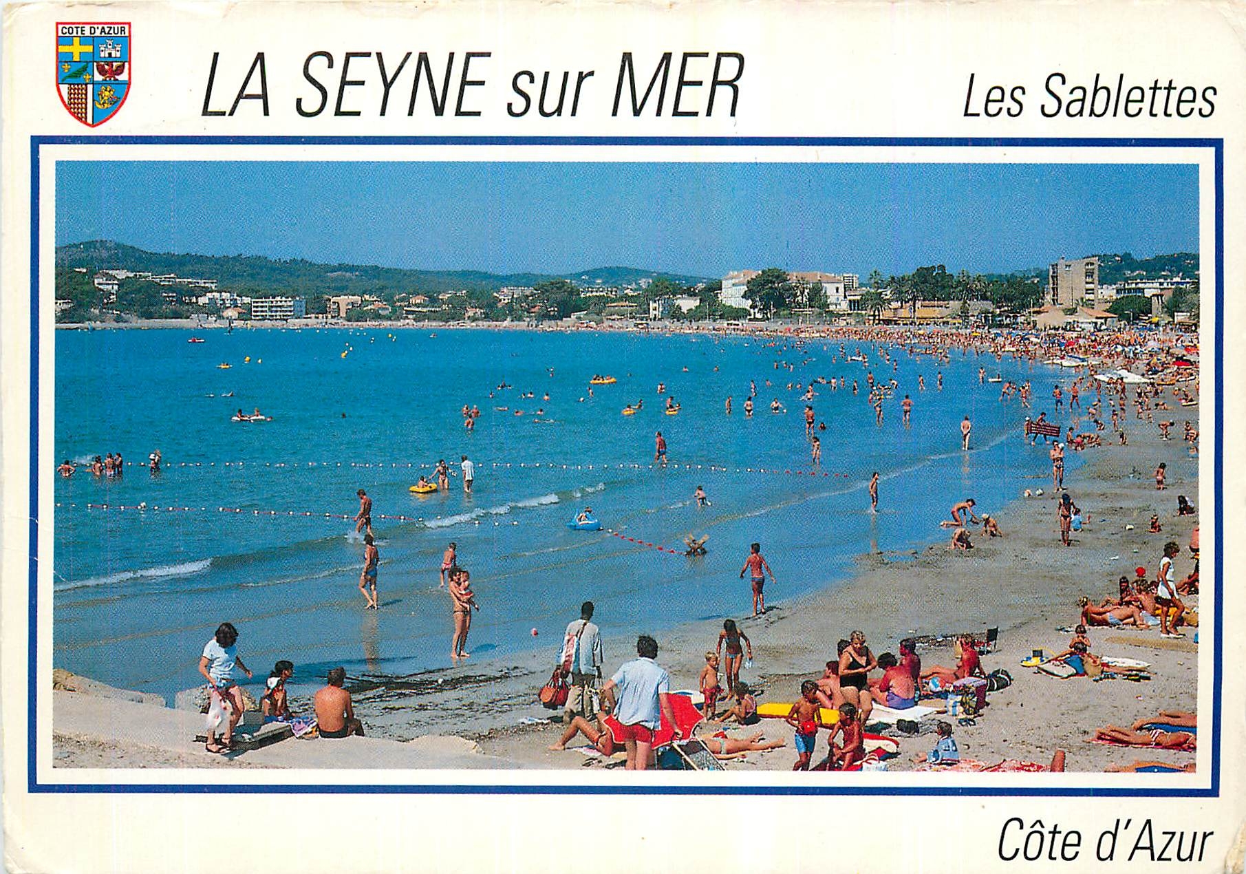 CPM Au Soleil de la Cote d'Azur La Seyne sur Mer La Plage des Sablettes Perspective sur Mar Vivo 
