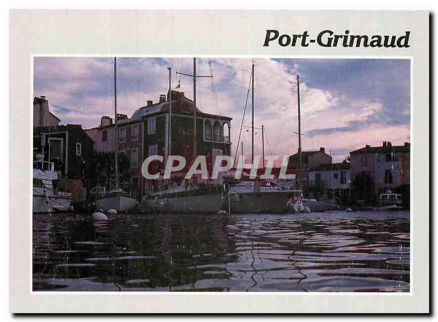 CPM Port Grimaud Var Cite lacustre realisee Etige et Manera S A suivant un projet de Francois Spoerr
