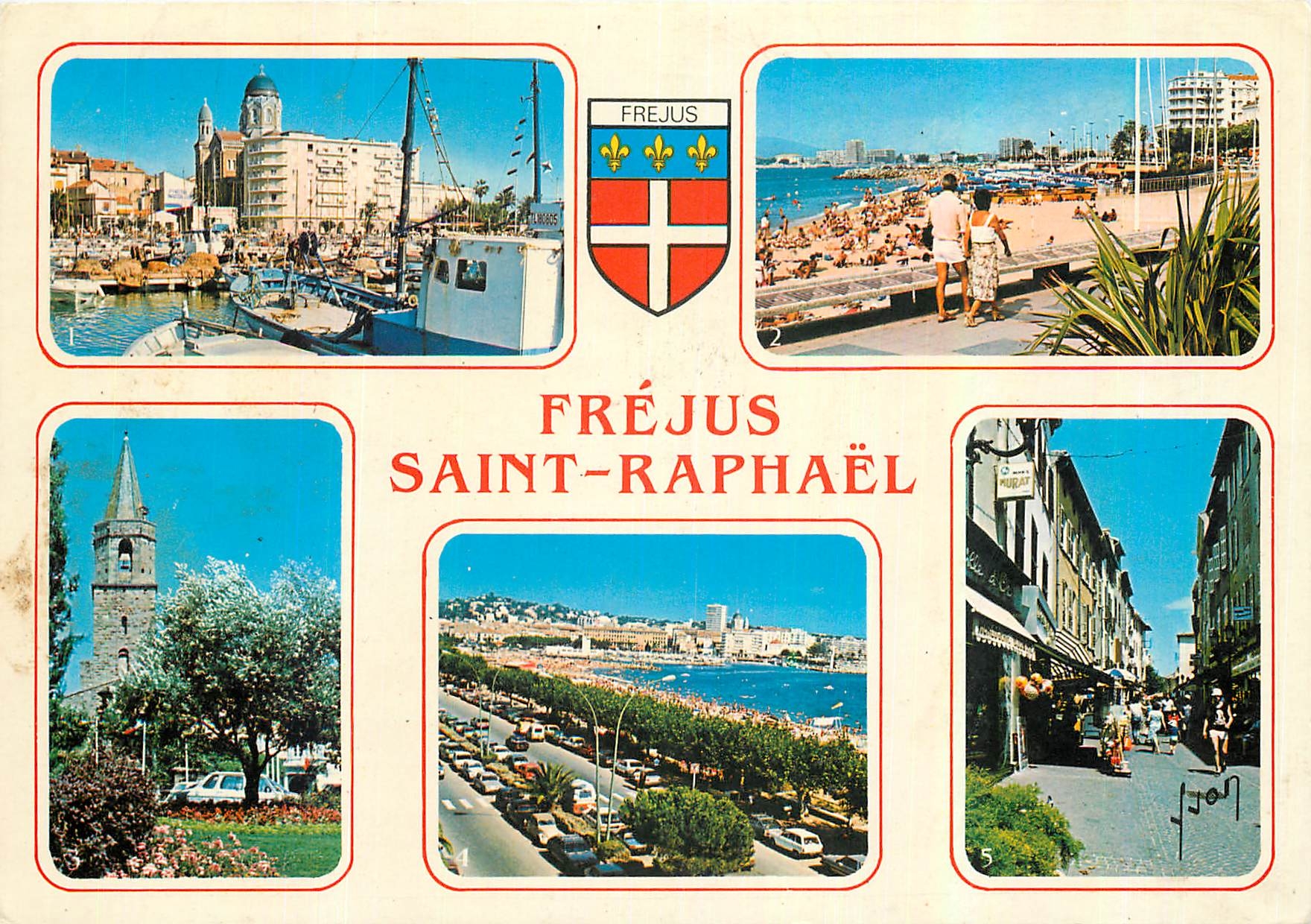 CPM La Cote d'Azur Frejus et Saint Raphael Var St Raphael Le Port et Eglise Les Plages et l'Eglise a