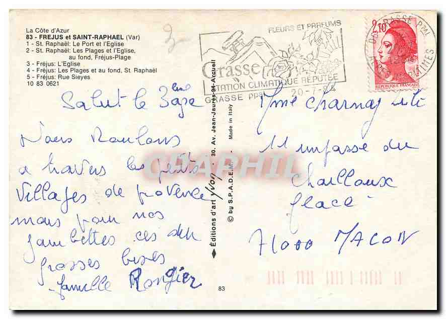CPM La Cote d'Azur Frejus et Saint Raphael Var St Raphael Le Port et Eglise Les Plages et l'Eglise a — Rückseite