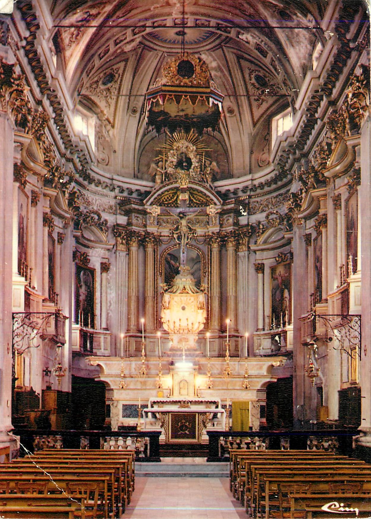 CPM Sospel Alpes Mar interieur de l'eglise St Michel style flamboyant construite en 1640 sauf le clo