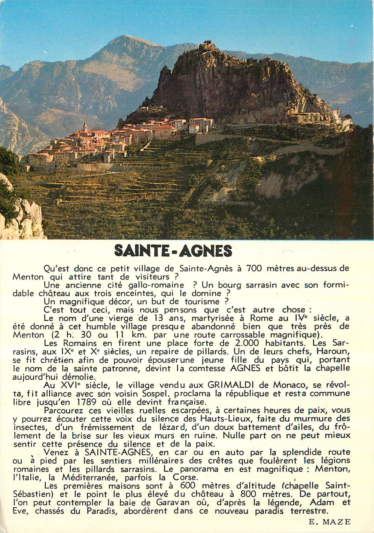 CPM Paysages de France Sainte Agnes Alpes Maritimes Village du Littoral le plus haut d'Europe 