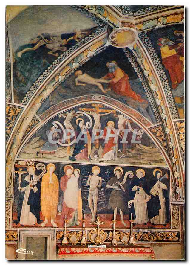 CPM St Etienne de Tinee Alp Mar Alp Mar Chapelle St Sebastien Les fresques de Jean Canevest et Jean 