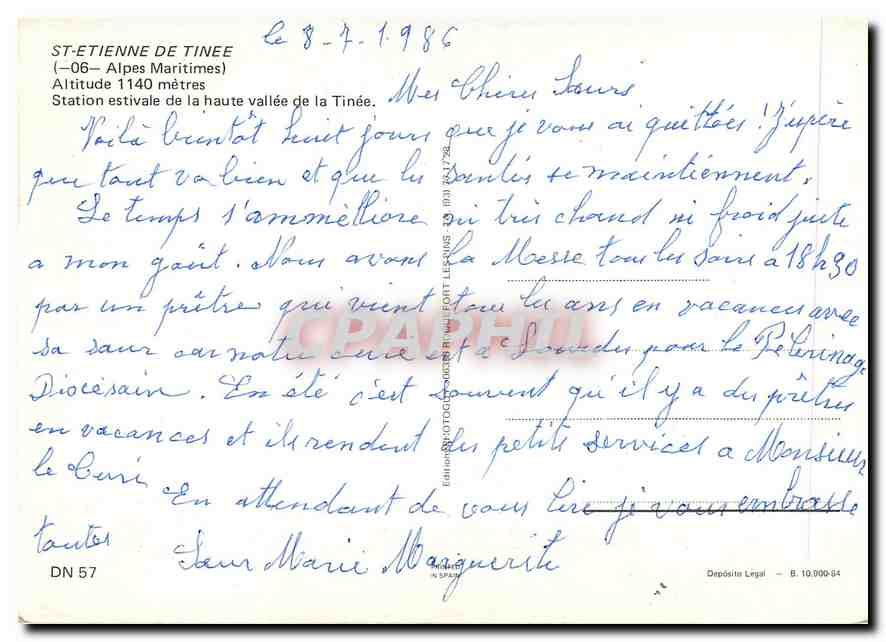 CPM St Etienne de Tinee Alp Mar Alpes Maritimes Statin estivale de la haute vallee de la Tinee  — Rückseite