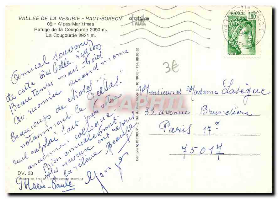 CPM Vallee de la Vesubie Haut Boreon Alpes Maritimes La Cougourde  — Rückseite