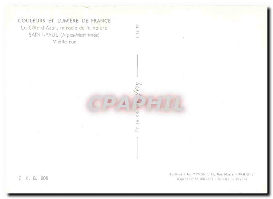 CPM Couleurs et Lumiere de France La Cote d'Azur miracle de la nature Saint Paul Alpes Maritimes Vie — Rückseite