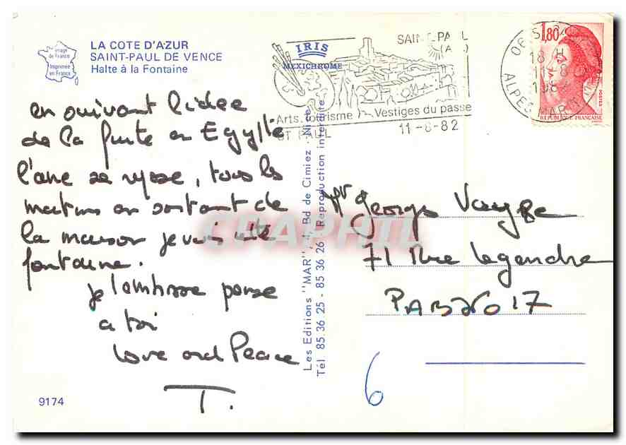 CPM La Cote d'Azur Saint Paul de Vence Halte a la Fontaine Ane Mule — Rückseite
