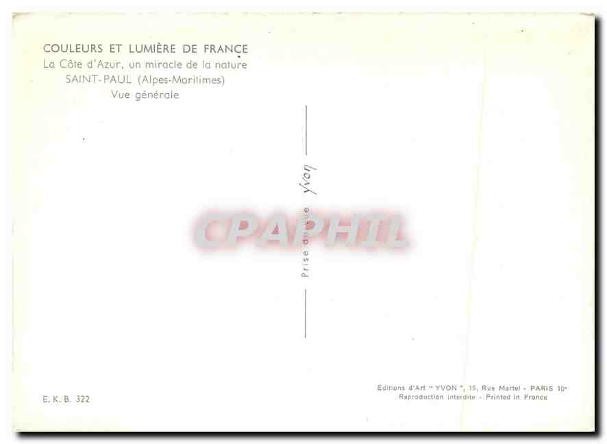 CPM Couleurs et Lumiere de France La Cote d'Azur miracle de la nature Saint Paul Alpes Maritimes Vue — Rückseite