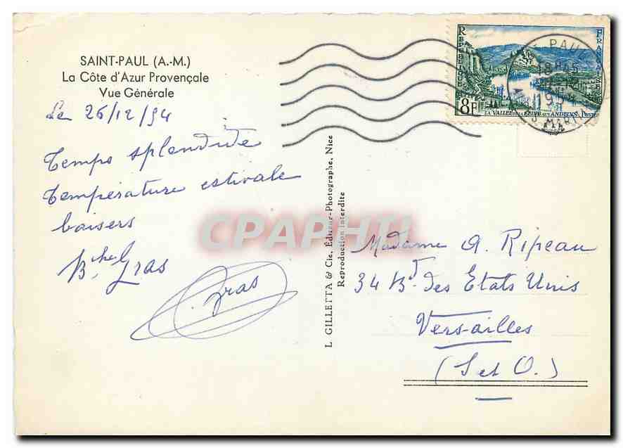 CPM Saint Paul A M La Cote d'Azur Provencale Vue generale  — Rückseite