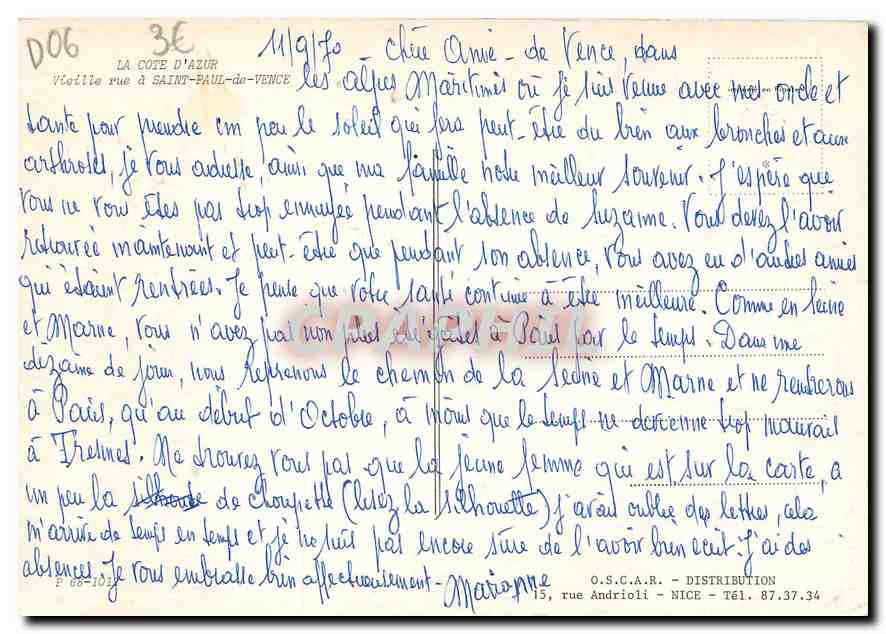 CPM La Cote d'Azur Vieille rue a Saint Paul de Vence  — Rückseite
