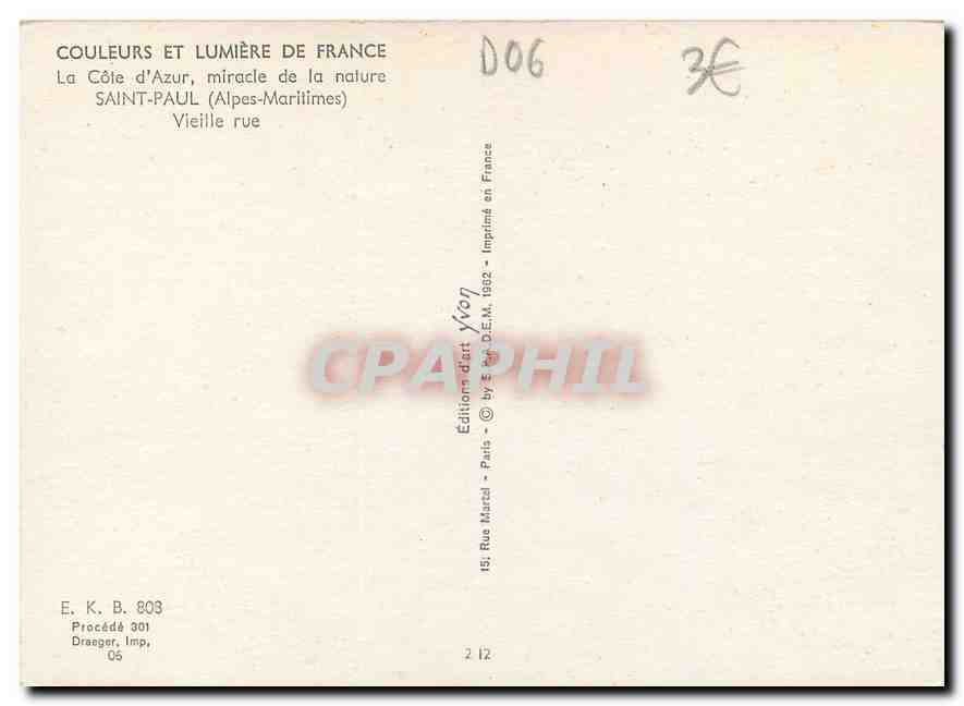 CPM Couleurs et Lumiere de France La Cote d'Azur miracle de la nature Saint Paul Alpes Maritimes Vie — Rückseite