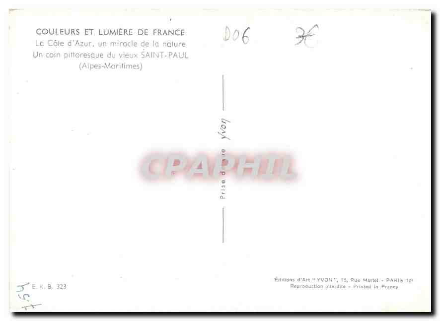 CPM Couleurs et Lumiere de France La Cote d'Azur miracle de la nature Un coin pittoresque du vieux S — Rückseite