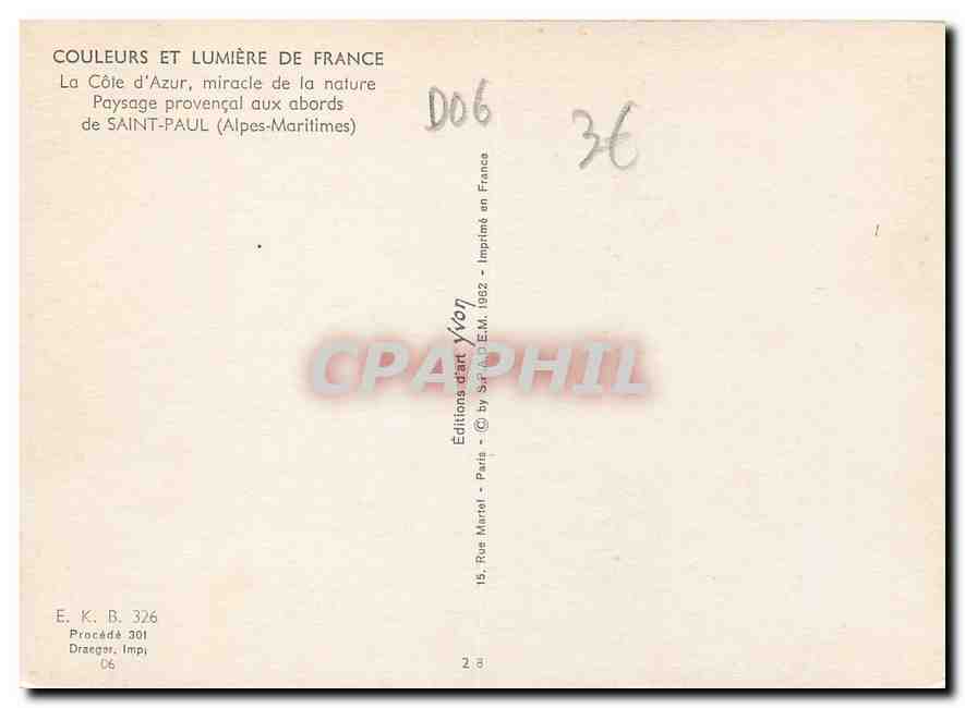 CPM Couleurs et Lumiere de France La Cote d'Azur miracle de la nature Paysage provencal aux abords d — Verso