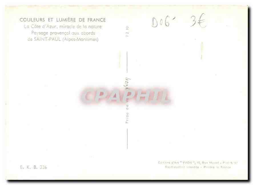 CPM Couleurs et Lumiere de France La Cote d'Azur miracle de la nature Paysage provencal aux abords d — Rückseite